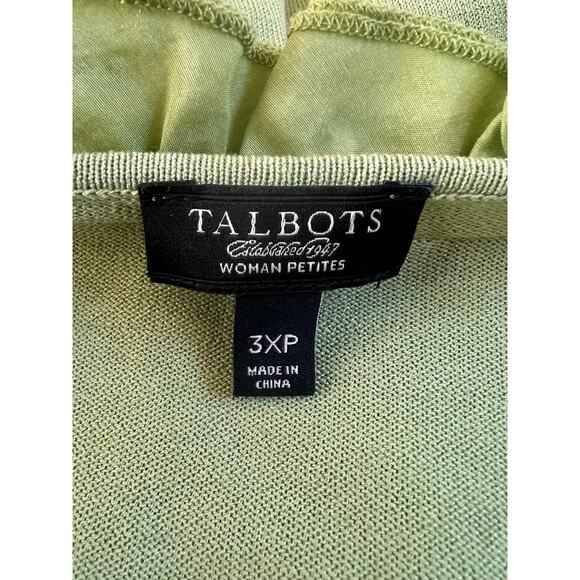 Talbots Women's Green Light Knit Sweater With Ruffled Neckline Size 3XP - Picture 3 of 5